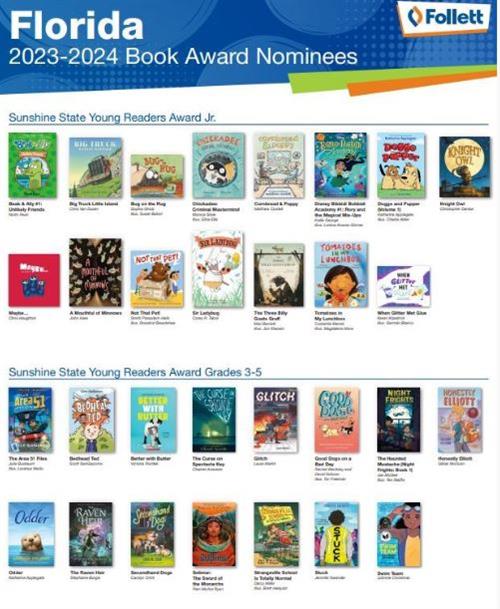 Florida 2023-2024 Book Award Nominees, front covers